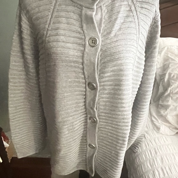 Jones New York Light Gray Button-Up Sweater - Picture 1 of 8